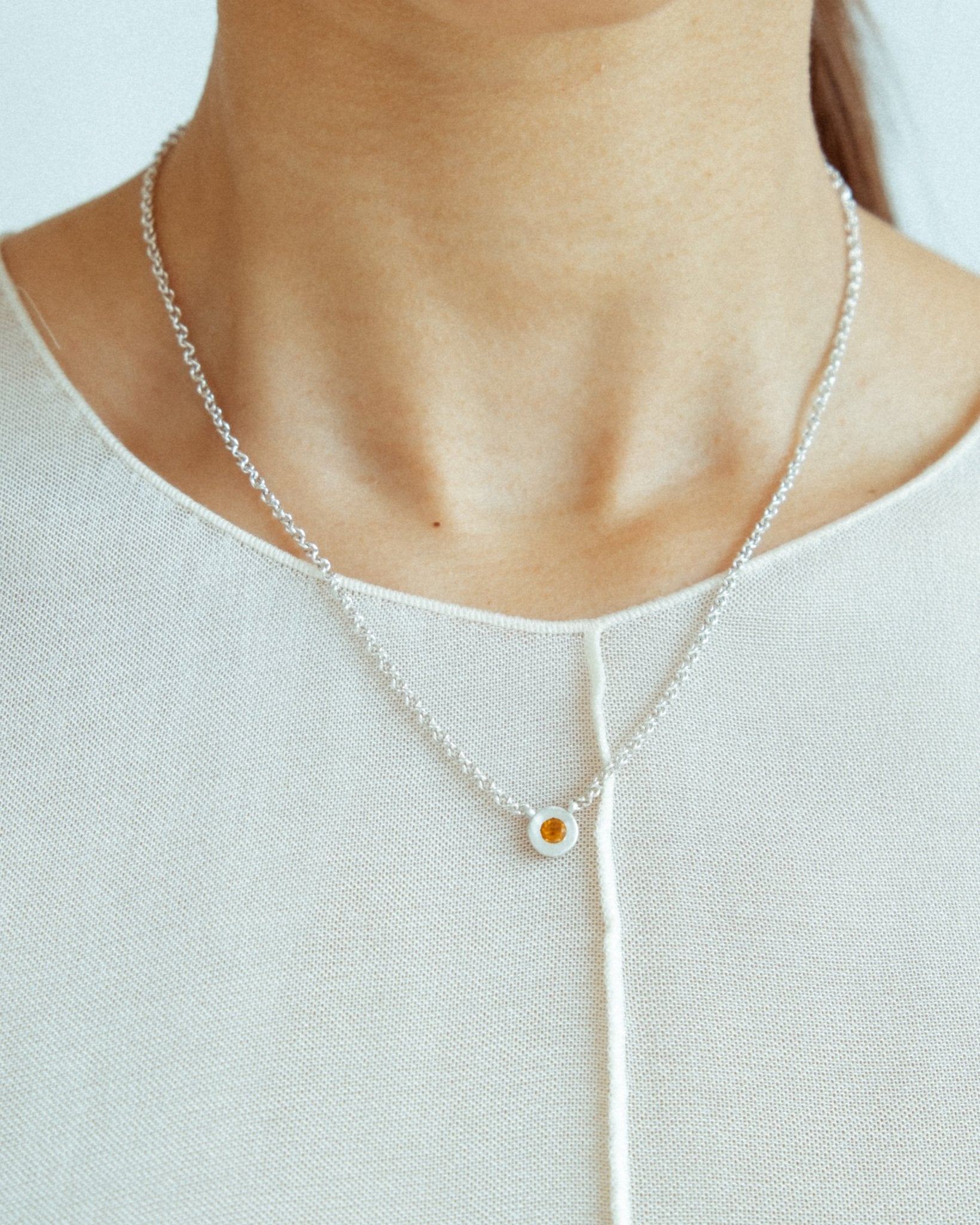 Bud Necklace sterling silver pendant with 4mm gemstone