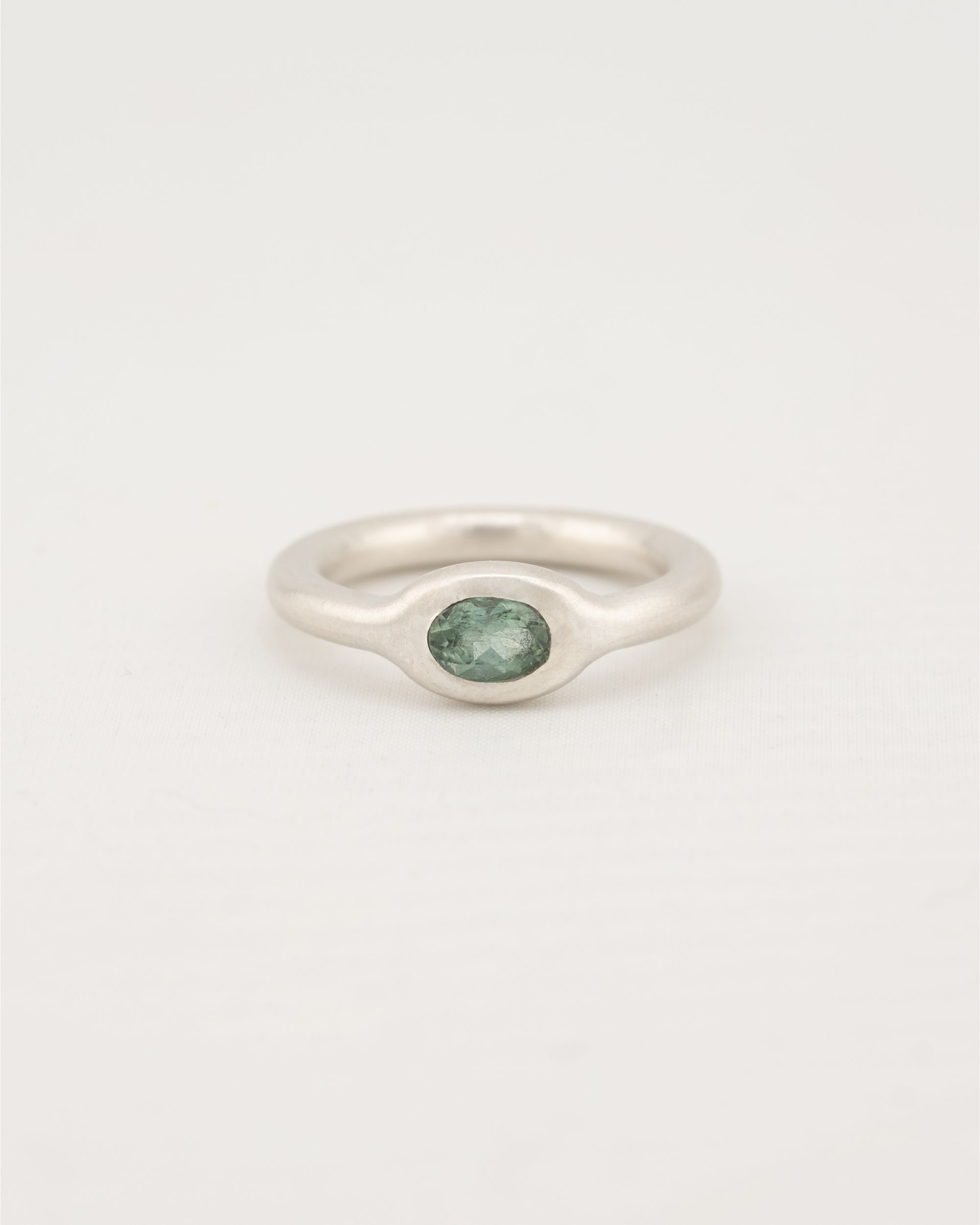 Nika ring sterling silver donut band with mint tourmaline gemstone