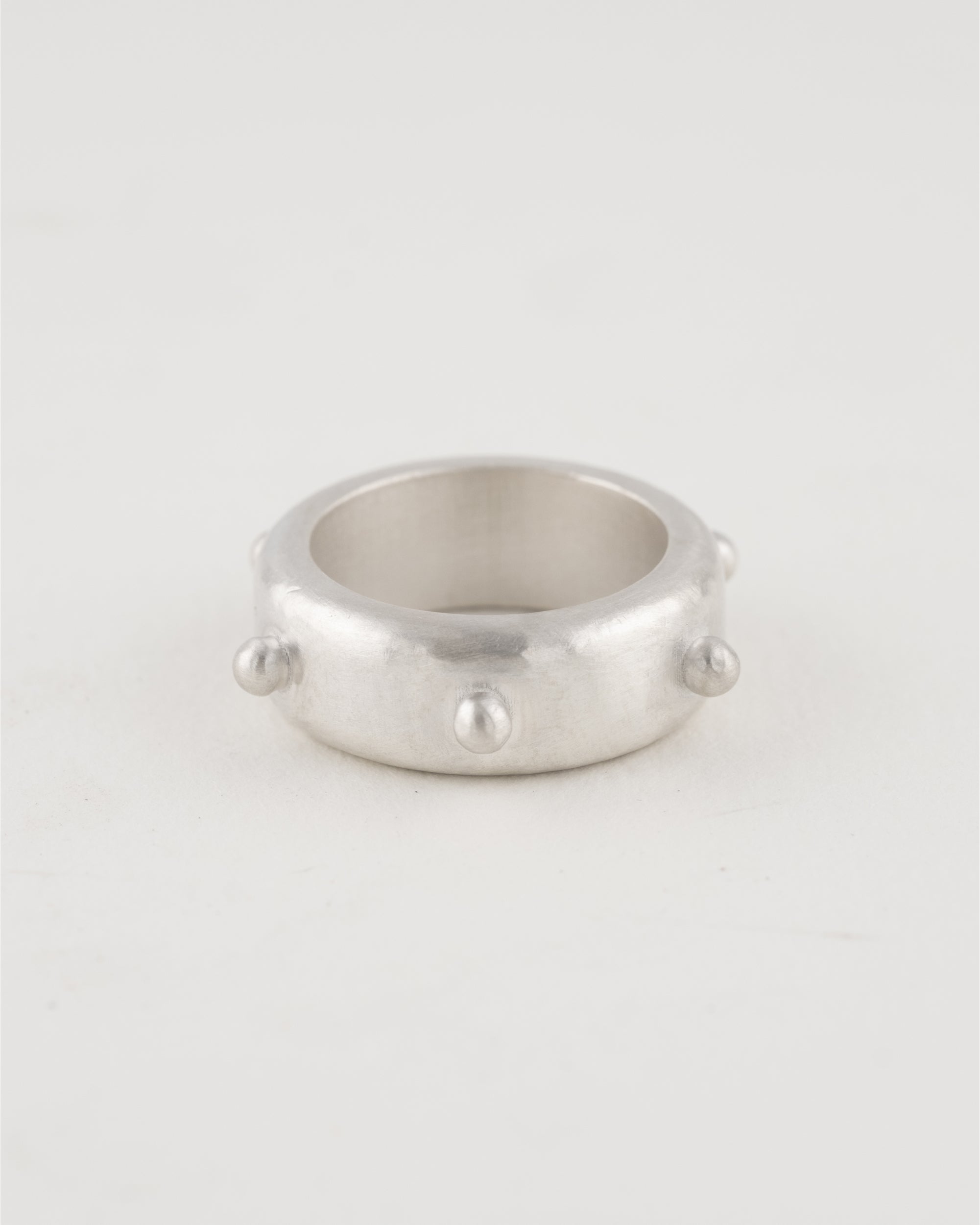Chunky Dotted Ring wide sterling silver band with raised dots
