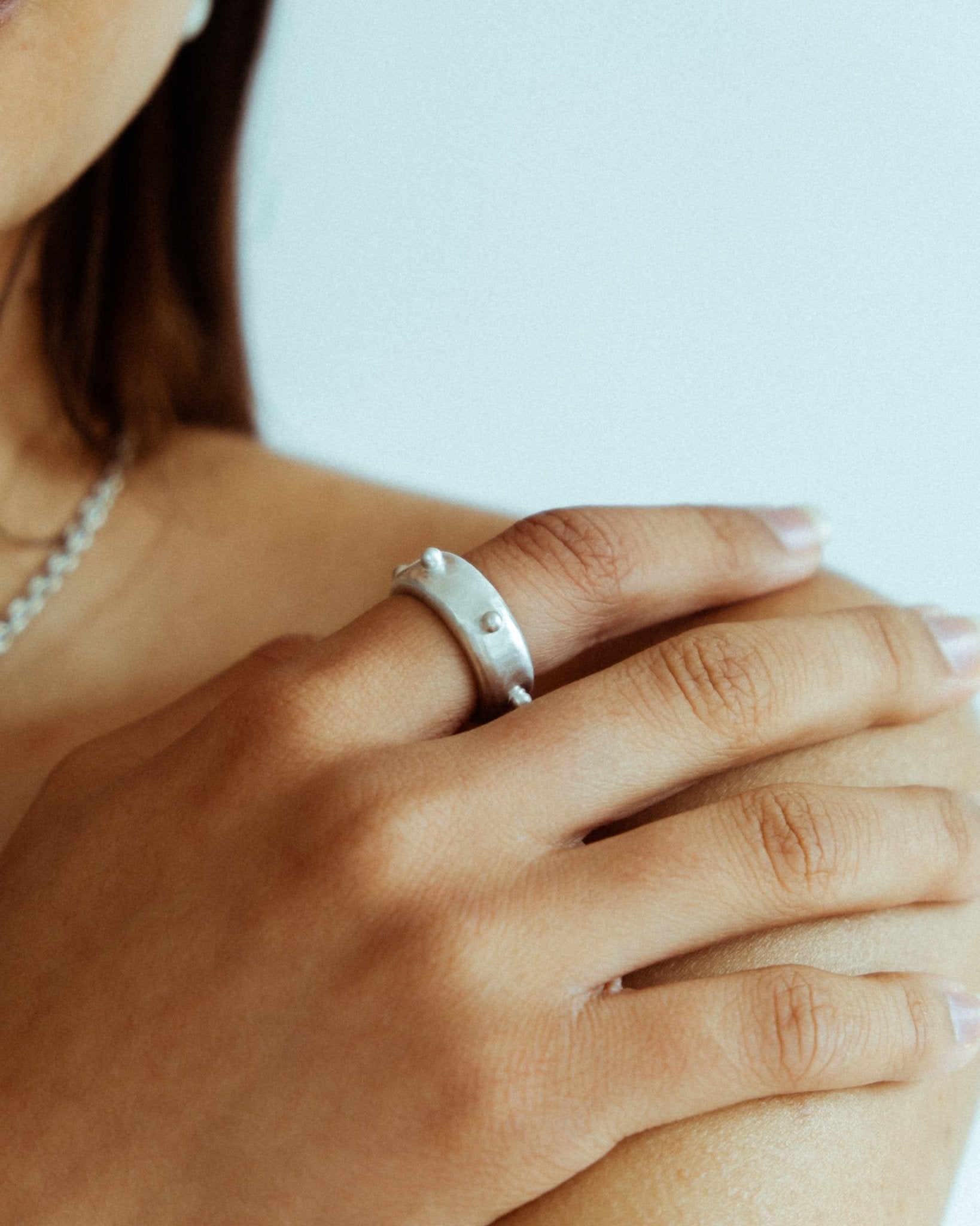 Bold sterling silver statement ring with chunky silhouette