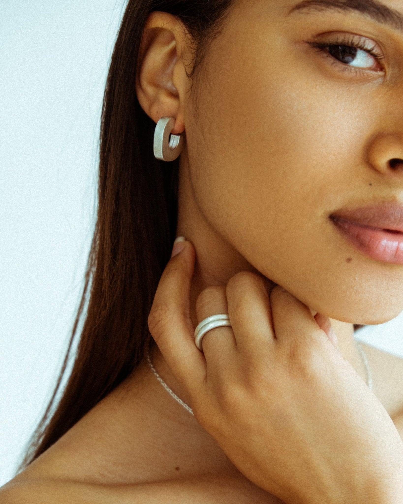 Handmade silver band ring with a bold silhouette