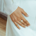 Minimalist silver ring with bold architectural form