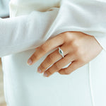 Handcrafted silver donut band ring with stone