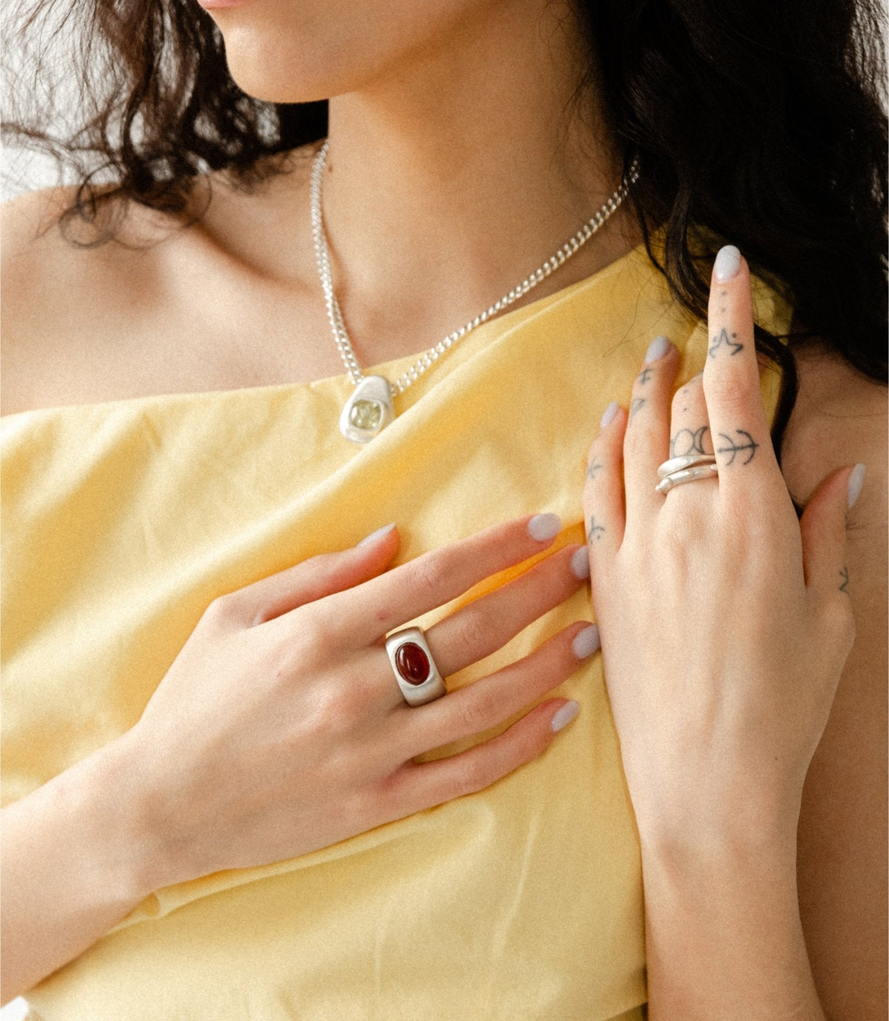 CKLASIC Kaia ring styled on hand as bold statement piece