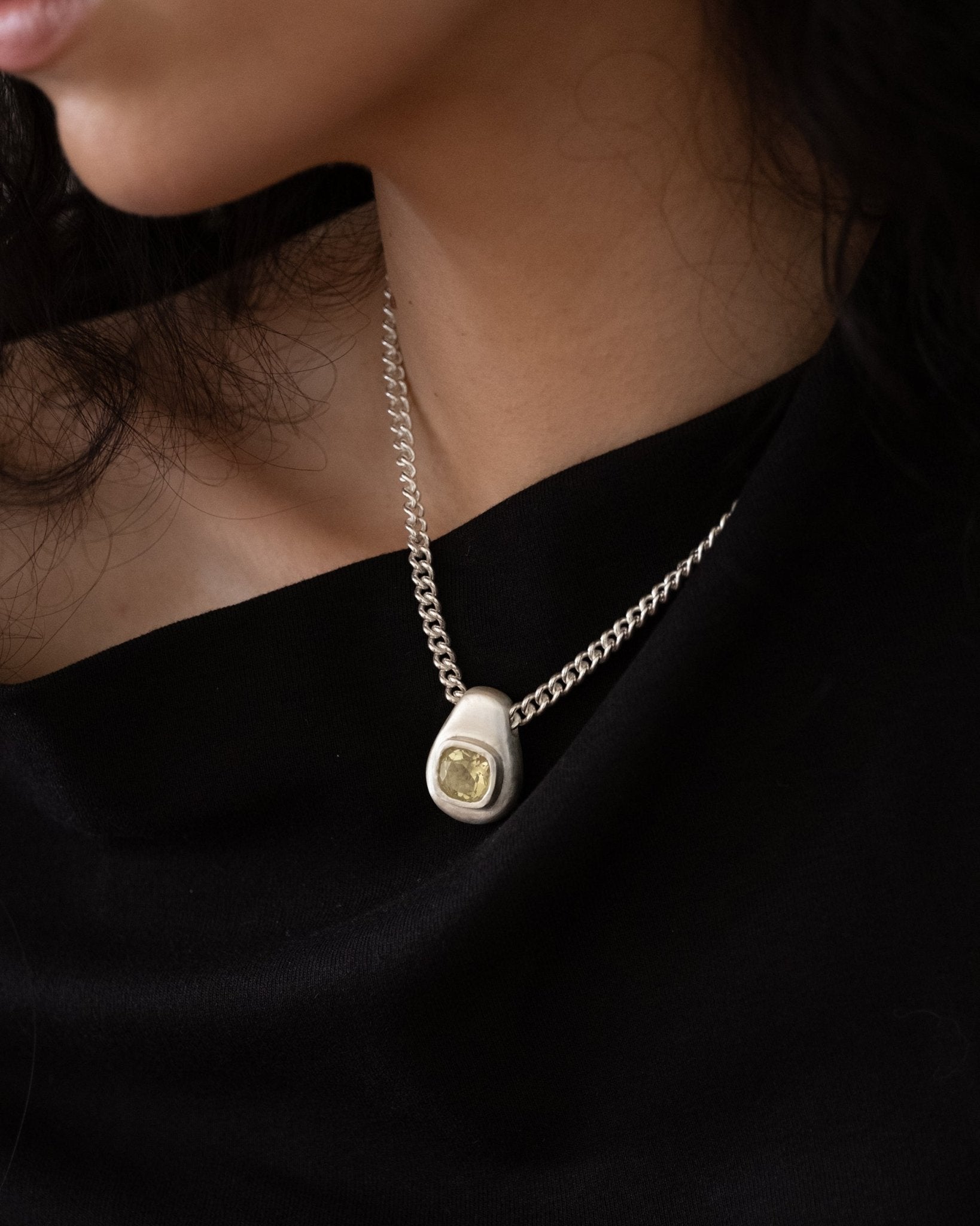 Nari necklace sterling silver sculptural pendant