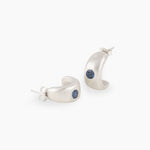 Elise Earrings sterling silver moon-shaped hoops with gemstone