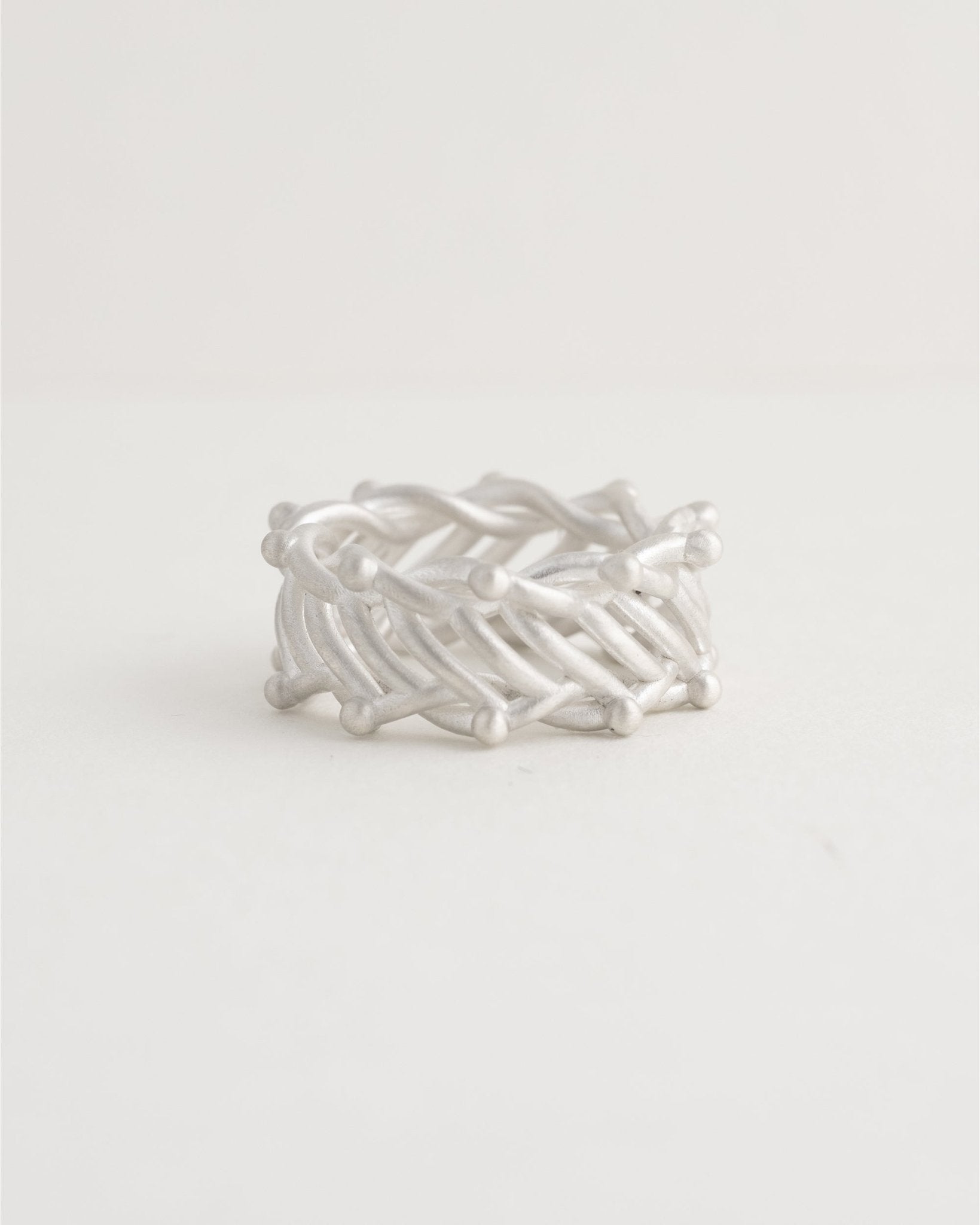 Sterling silver Muse Ring with sculptural open weave design