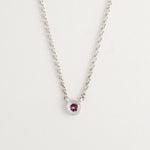 Bud Necklace with pink tourmaline on wheat curb chain