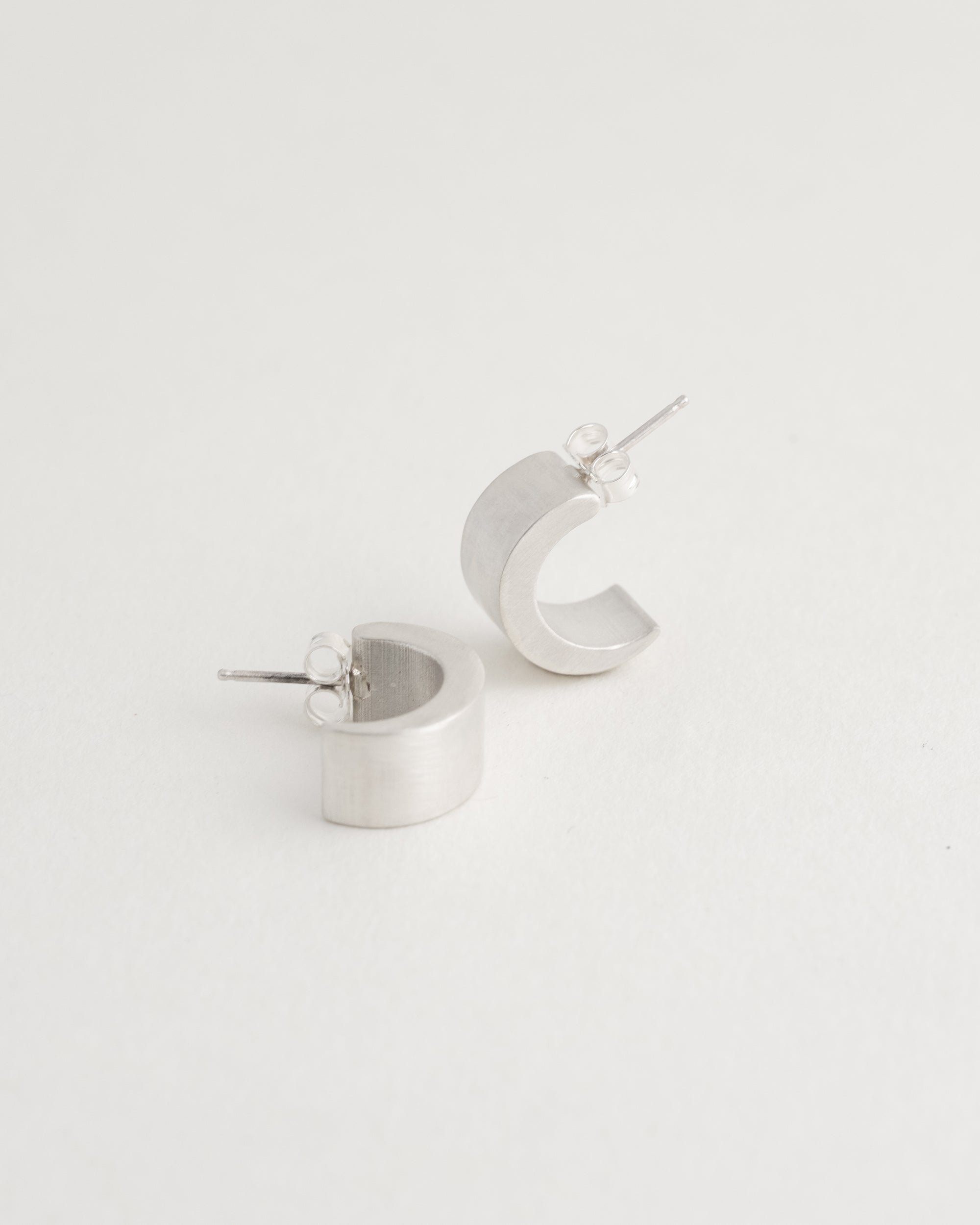 Arc Half Hoops sterling silver wide face half hoop earrings