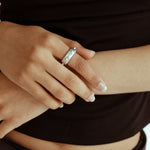 Thick sterling silver chunky ring photographed close-up