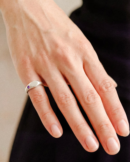 BIRTHSTONE PINKY SIGNET - Cklasic Designs